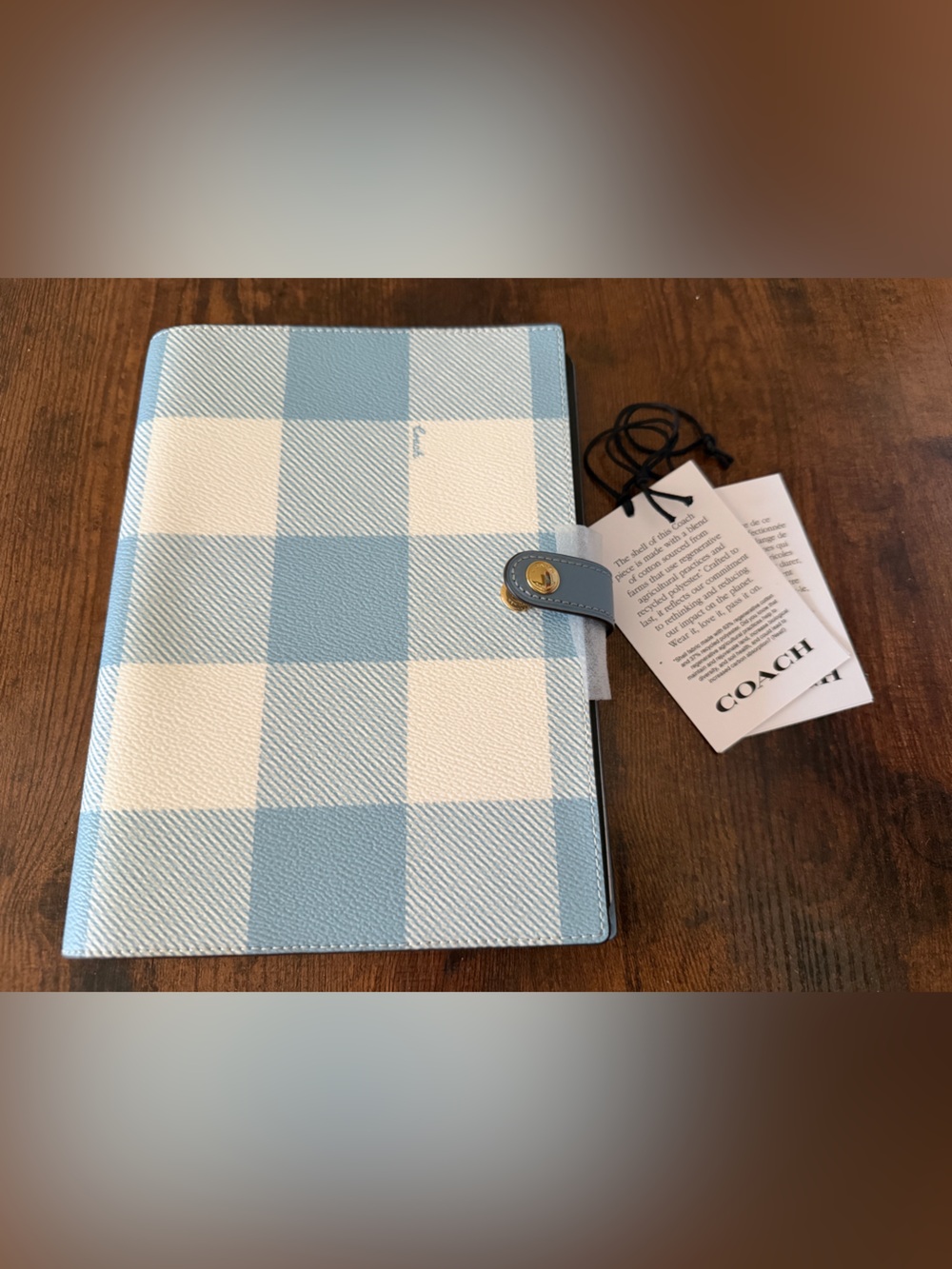 Coach Blue Checkered Notebook Gingham